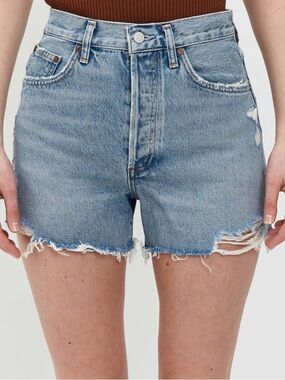 AGOLDE High Rise Distressed Denim Shorts EUC Sz 27